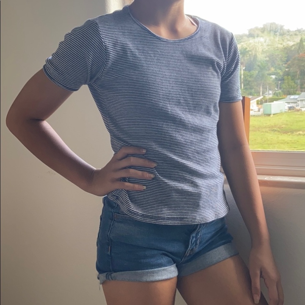 Blue and white stripe shirt